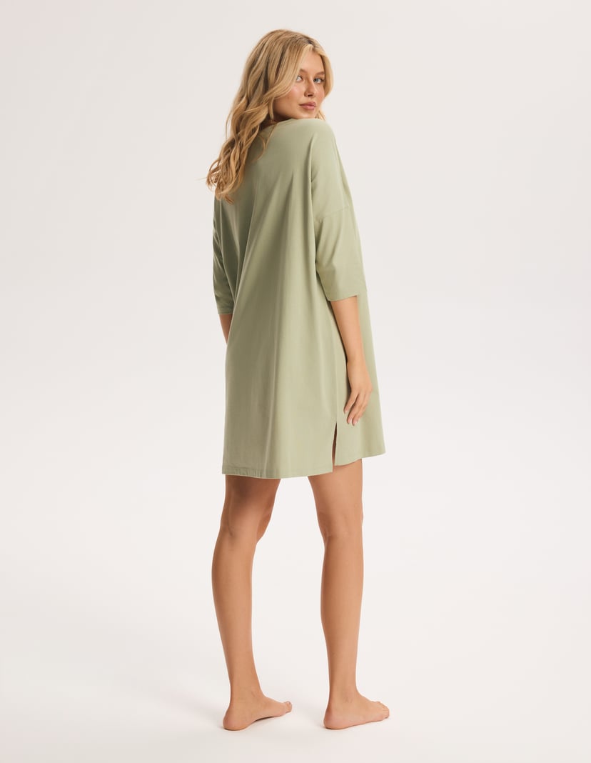 Nightgown GINA Green Midi with Side Slits Green 4