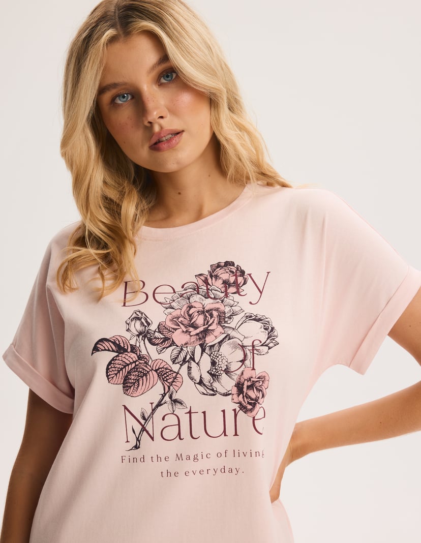 Ginger Pink Midi Nightshirt with Rolled Sleeves pink 3