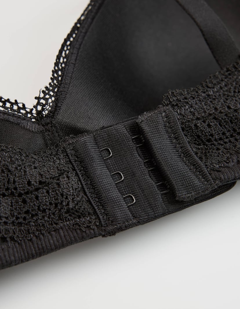 DOUX Black Bra Without Underwire with Lace at Neckline Black 8