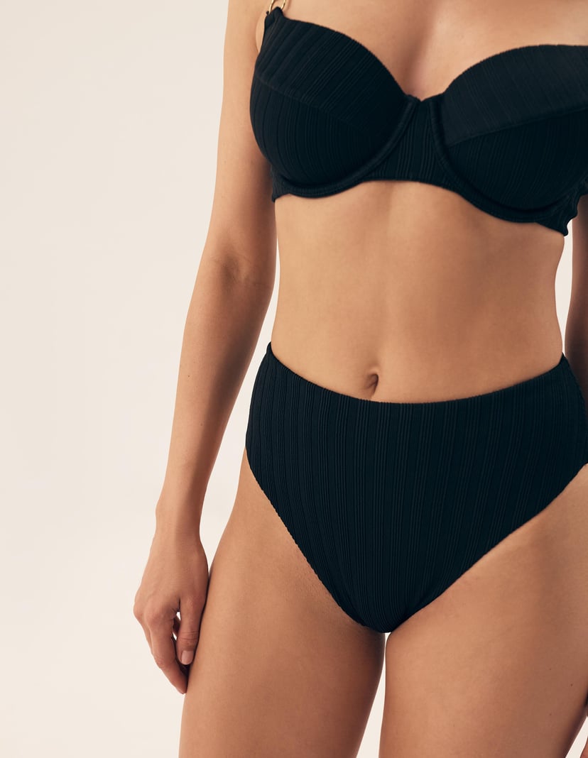 High-Waisted Bikini Bottom Pearl Black 3