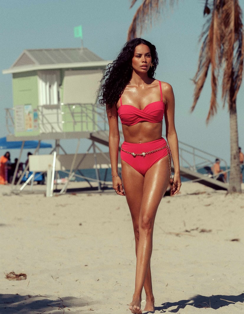 High-Waisted Bikini Bottom Base pink 2