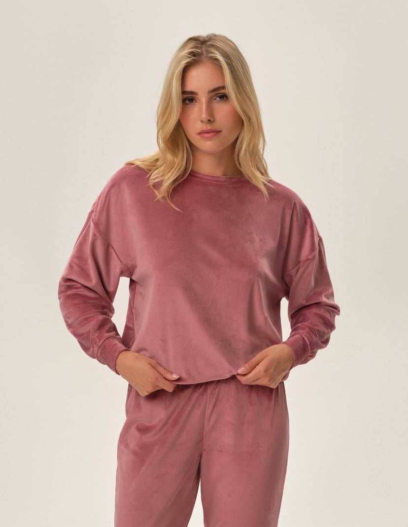 Welurowy dres Fain różowy 2