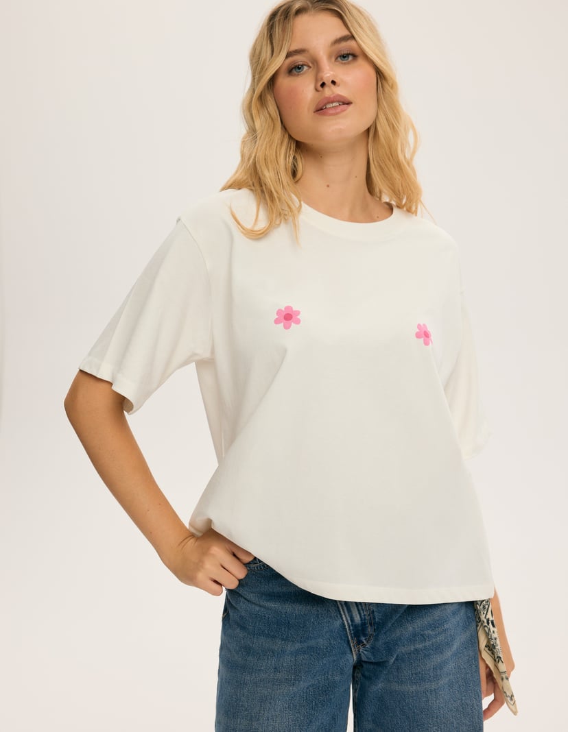 Koszulka Pink Bloom cream 1