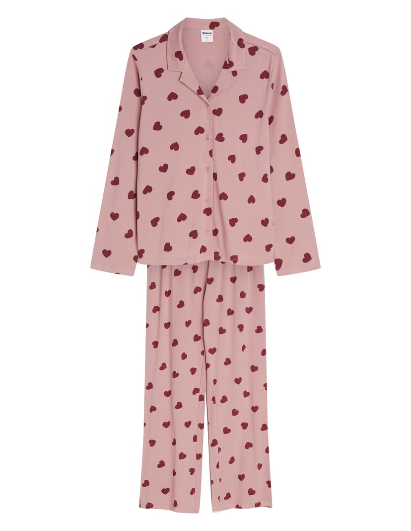 Softie Long Pajamas Pink Knit with Hearts pink 9