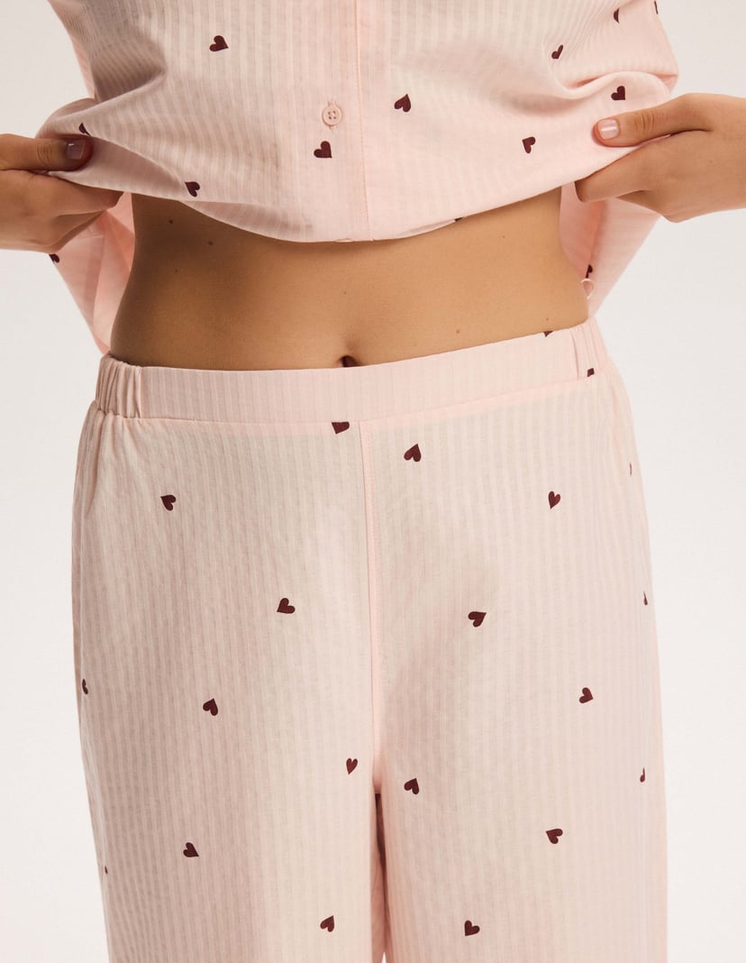 Long Pajamas PIXIE Pink Button-Up with Hearts pink 4