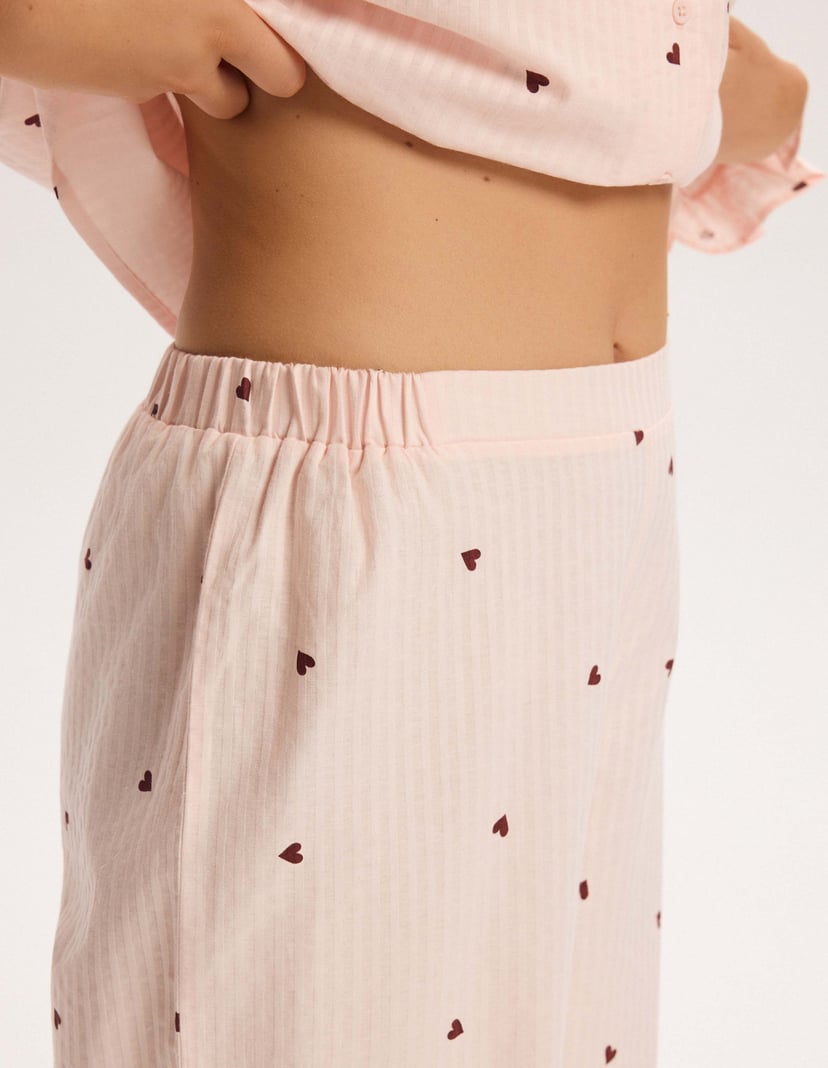 Long Pajamas PIXIE Pink Button-Up with Hearts pink 5