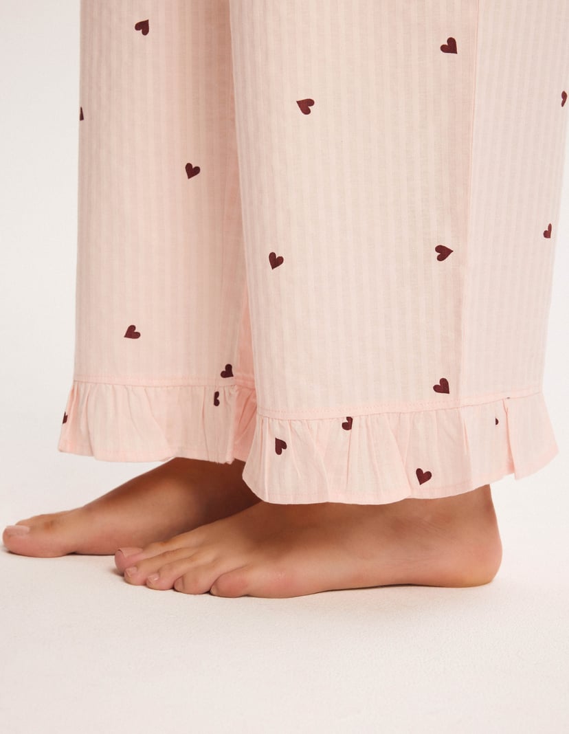 Long Pajamas PIXIE Pink Button-Up with Hearts pink 6