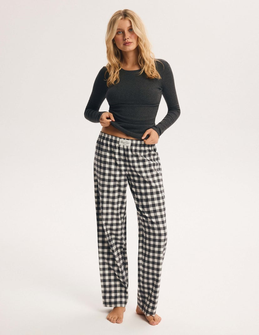 Soft Routine Plaid Pajama Pants Grey 1
