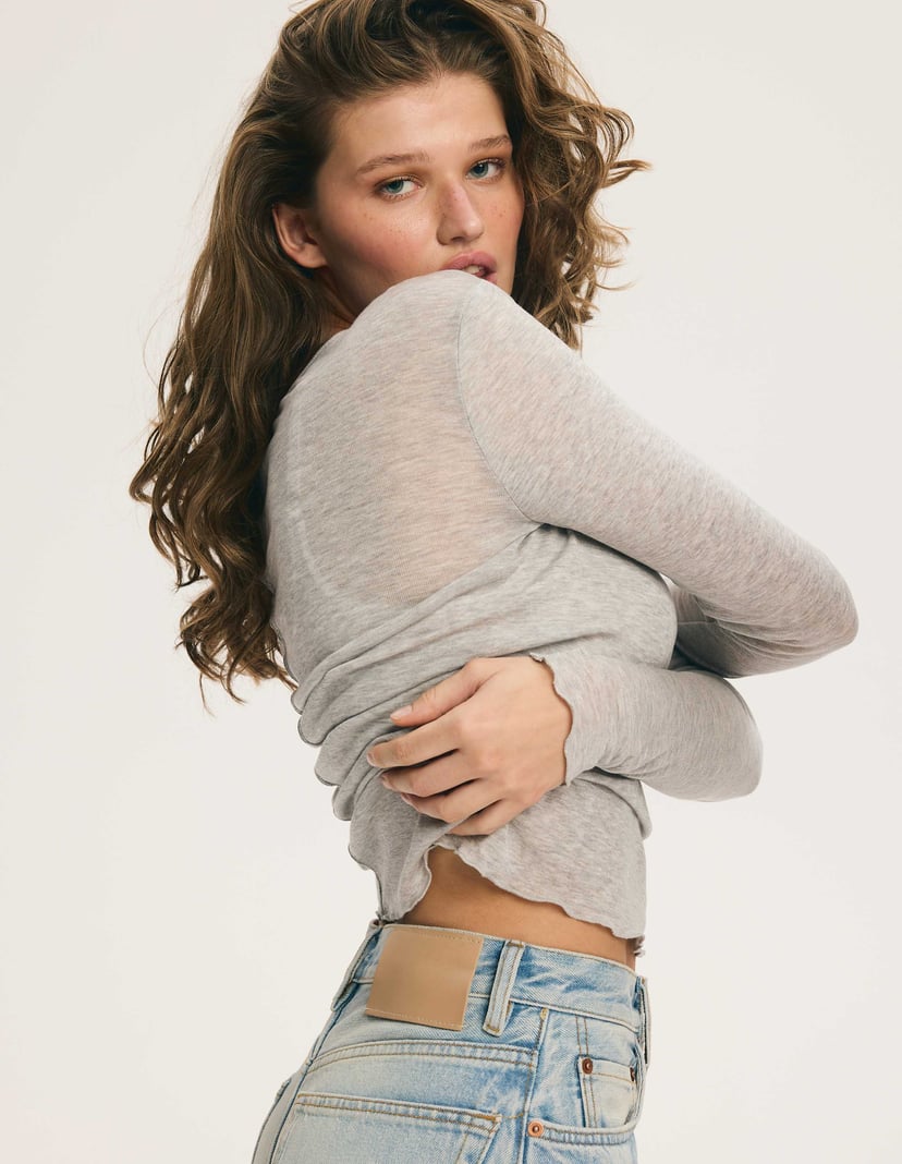 Light Grey CLEAN Blouse with Lyocell and Wool Grey 7