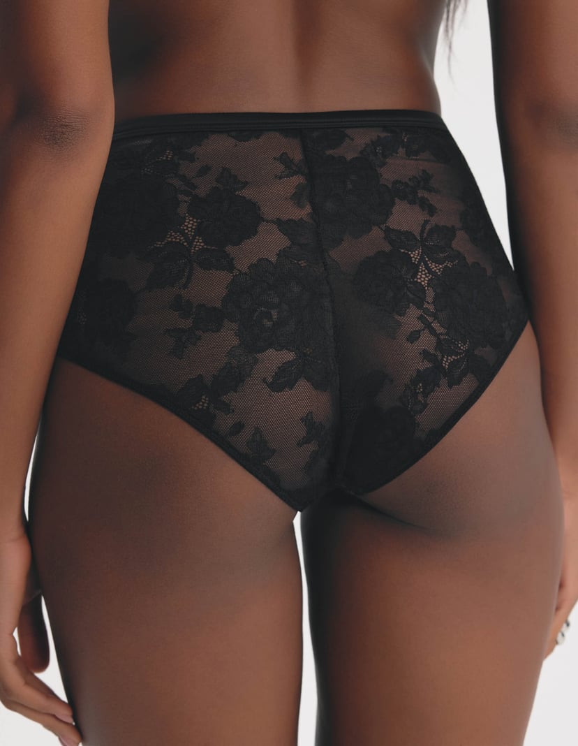 High-Waisted MISTERY Briefs with Rose Lace Black 4