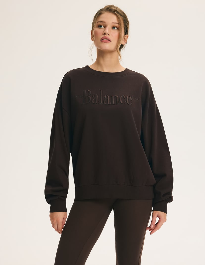 Oversize Sweatshirt COFORT MODE with Decorative Inscription brown 8