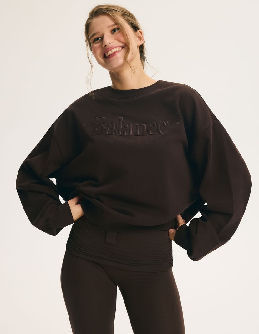 Oversize Sweatshirt COFORT MODE with Decorative Inscription brown 3