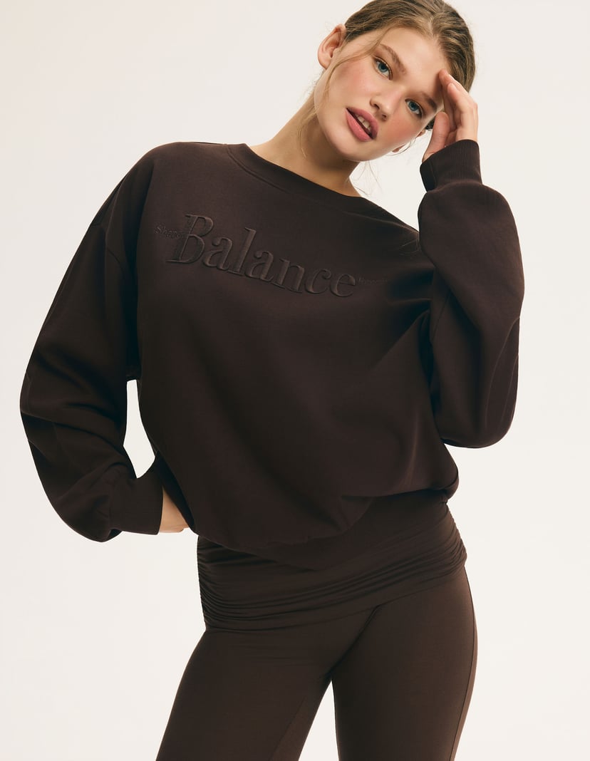 Oversize Sweatshirt COFORT MODE with Decorative Inscription brown 4