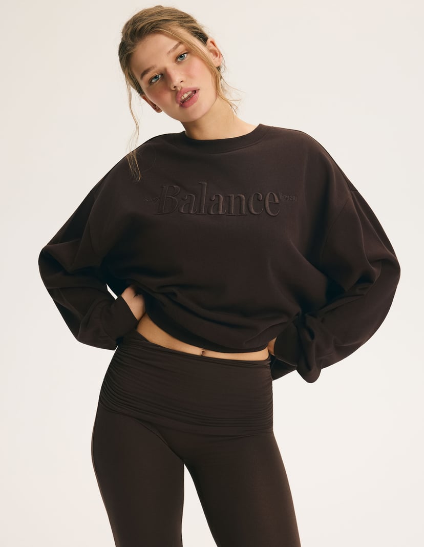 Oversize Sweatshirt COFORT MODE with Decorative Inscription brown 5