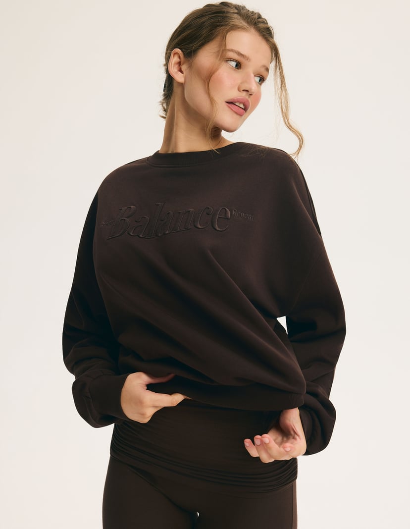Oversize Sweatshirt COFORT MODE with Decorative Inscription brown 6