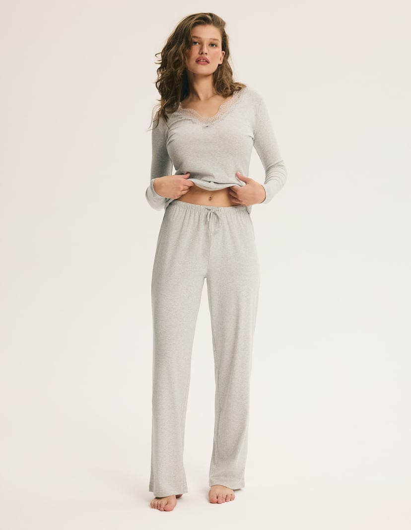 Long Pajamas CRIMSON Premium with Lyocell and Wool Grey 7