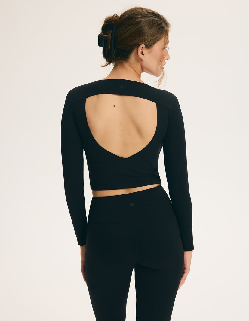Bare Back Sports Top with Back Cutout Black 2
