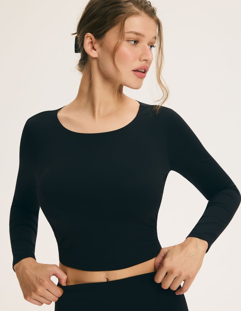Bare Back Sports Top with Back Cutout Black 6