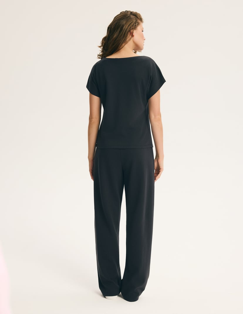 Long Pajamas MYSTIC Premium with Floral Appliqué Black 6