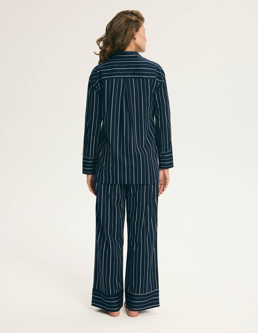 Stellar Premium Long Pajamas in Striped Cotton navy 7