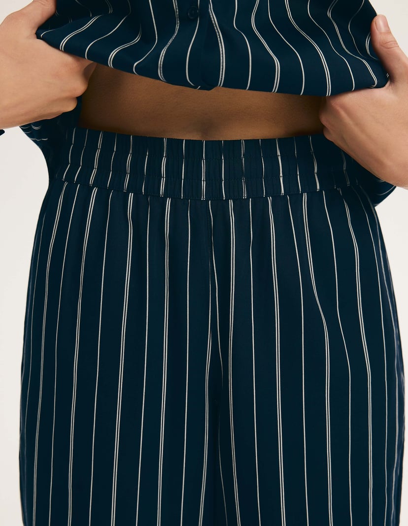 Stellar Premium Long Pajamas in Striped Cotton navy 5