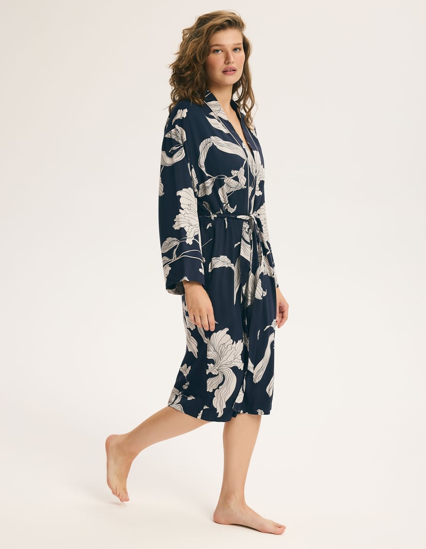 Shadow Robe with Floral Print navy 2