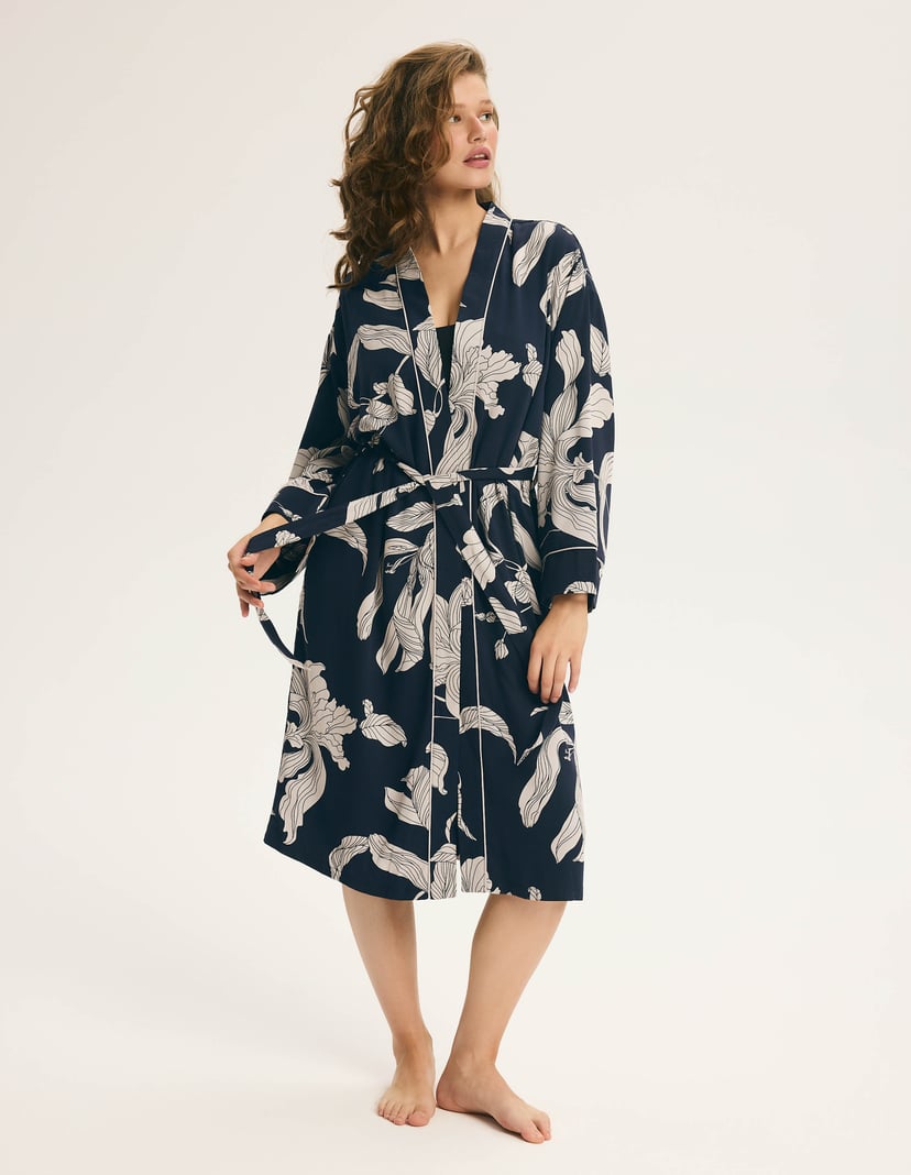 Shadow Robe with Floral Print navy 1