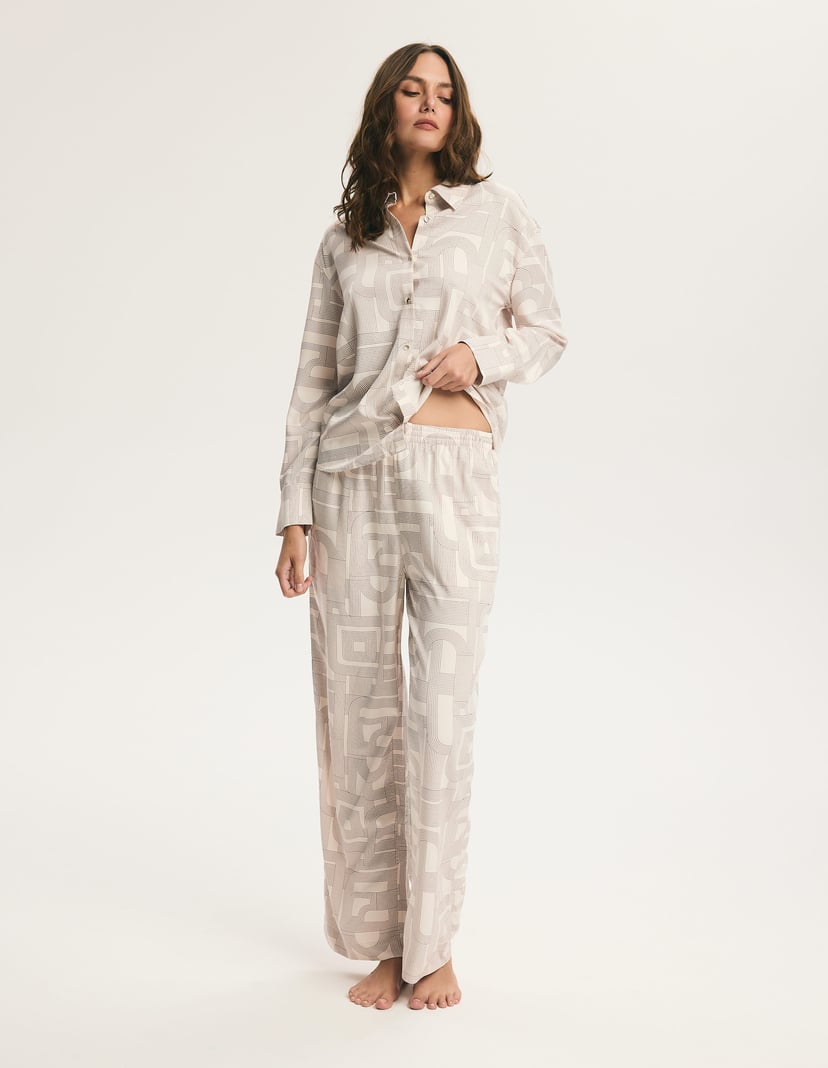 Long Pajamas Mosaic Beige 1