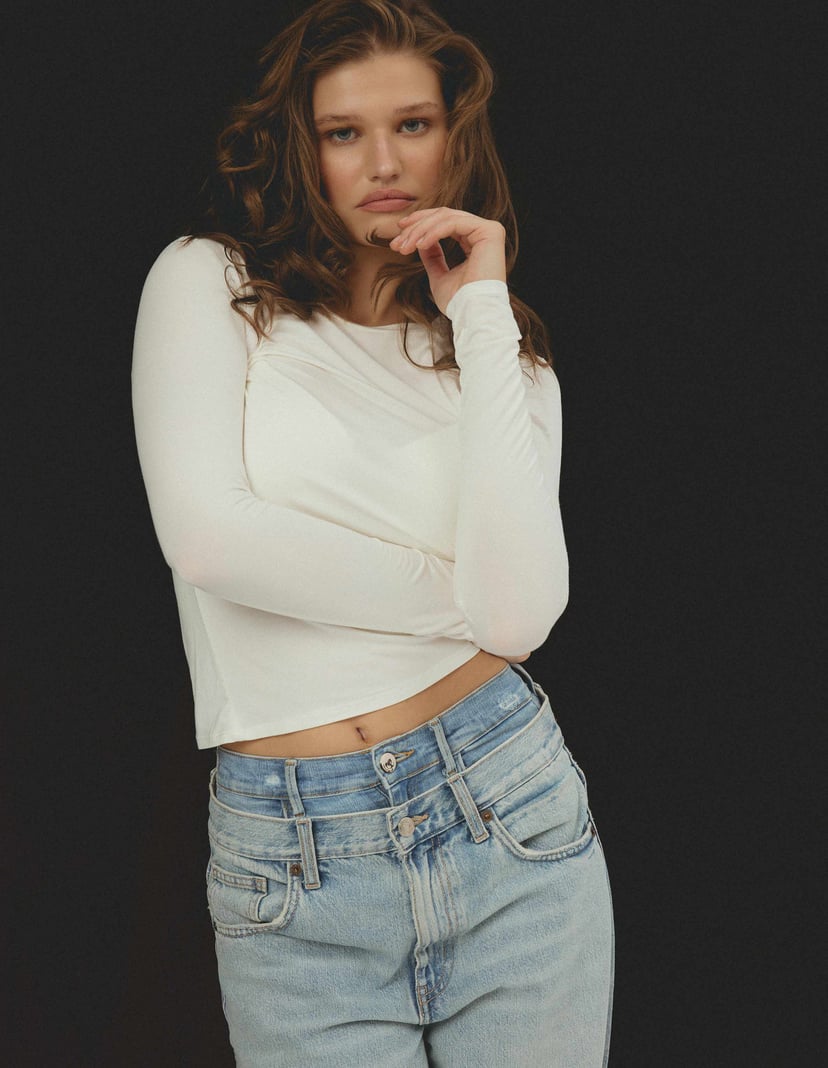 Core T-Shirt with Modal and Silk – Ecru cream 4