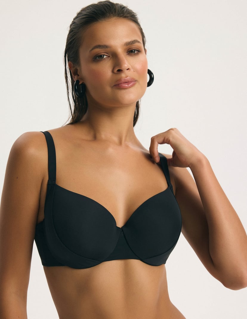 Padded Bikini Top for Larger Bust Base Black 2