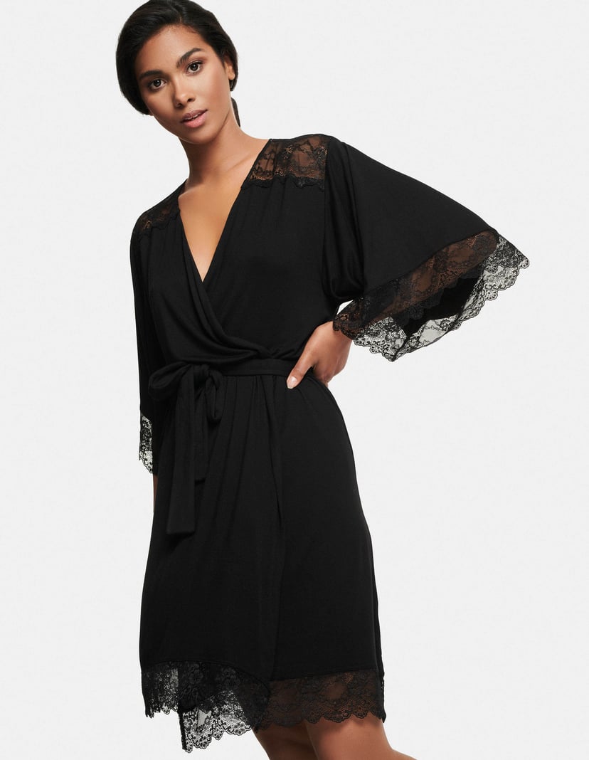 MORGENMANTEL Funny Schwarz 1