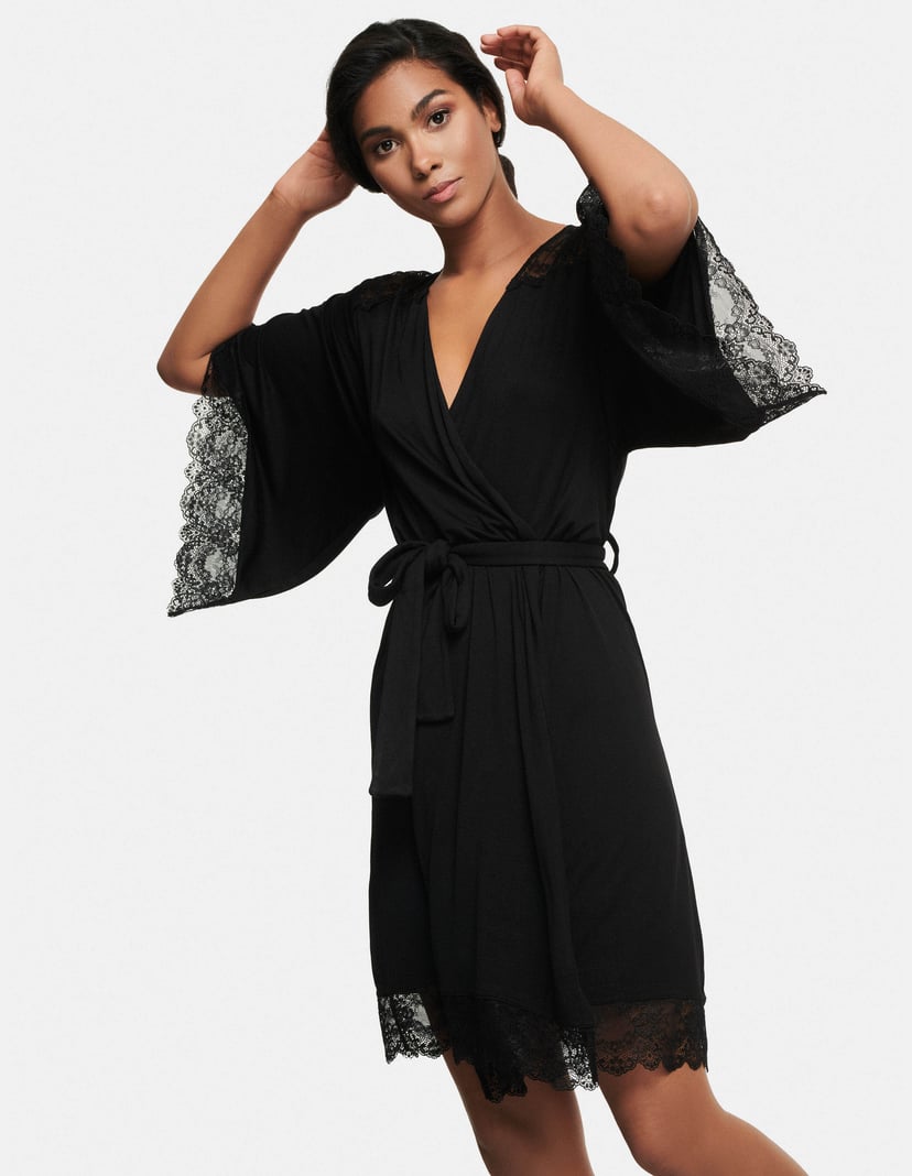 MORGENMANTEL Funny Schwarz 2