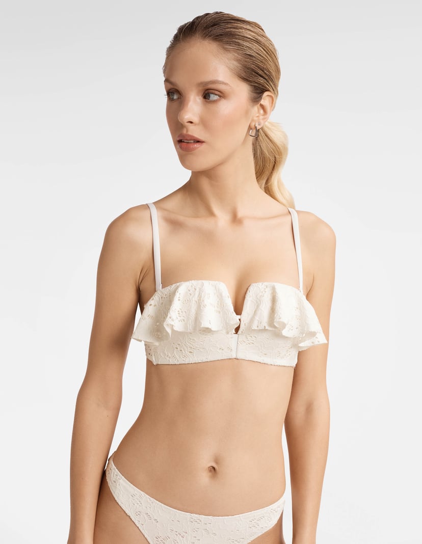 Push-up Bikini-Oberteil Folklore Weiß 2