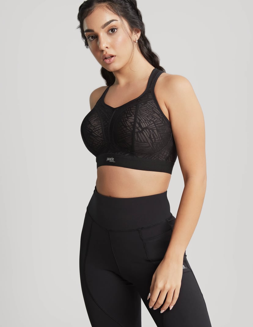 Biustonosz sportowy bezfiszbinowy z koronką Panache czarny 3