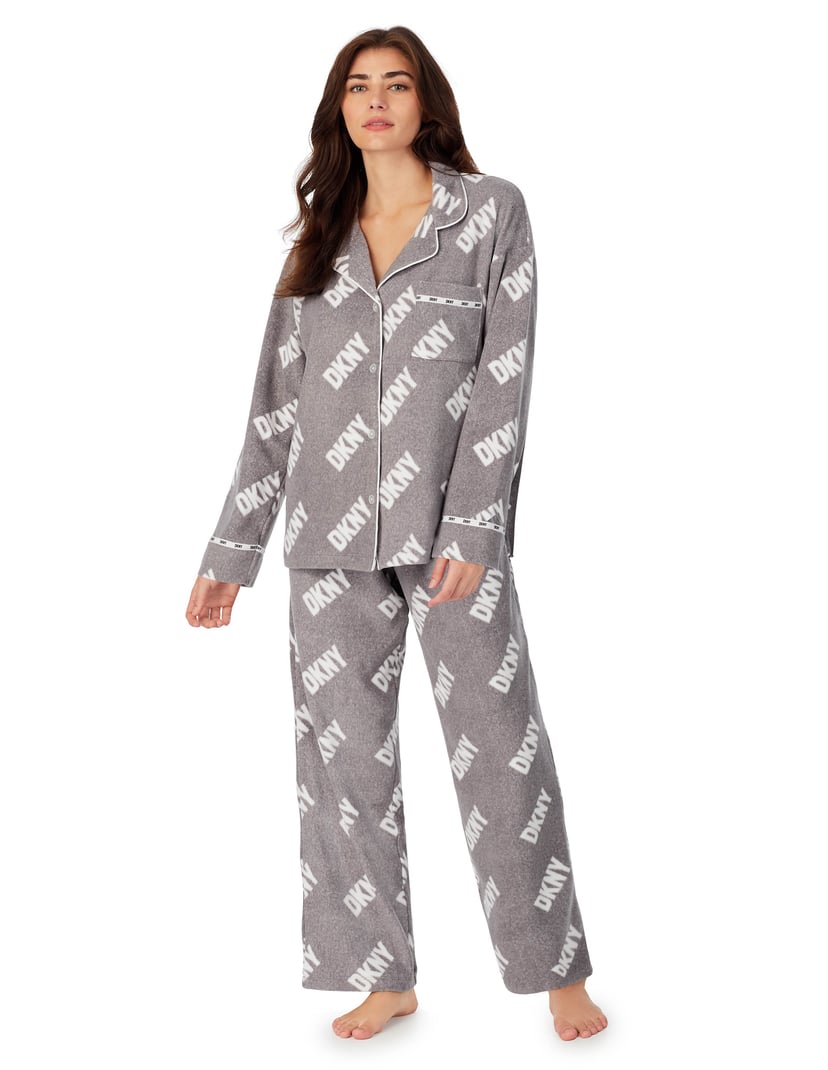 Piżama stretch fleece folded notch & pant sleep set DKNY szary 5