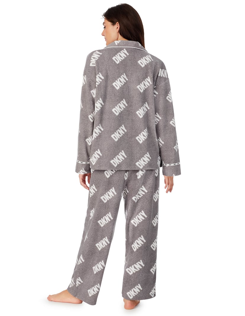 Piżama stretch fleece folded notch & pant sleep set DKNY szary 6