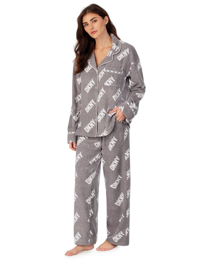 Piżama stretch fleece folded notch & pant sleep set DKNY szary 4
