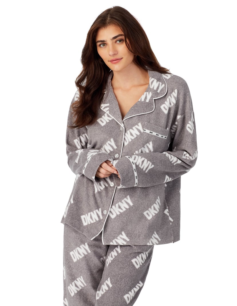 Piżama stretch fleece folded notch & pant sleep set DKNY szary 2