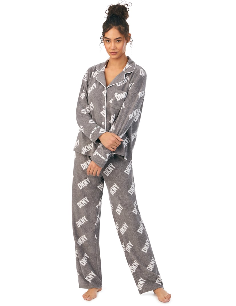Piżama stretch fleece folded notch & pant sleep set DKNY szary 3